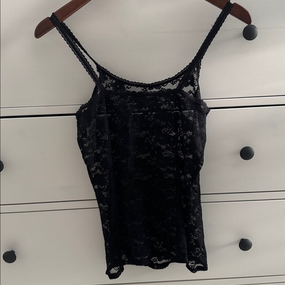 Smart & Sexy Allover Lace Tank L Black Sheer Floral Cami Y2K WhimsyGoth - Picture 3 of 8
